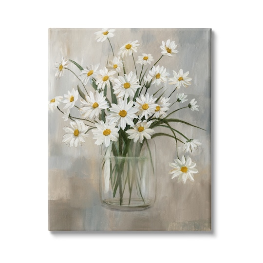 Stupell Industries Daisy Bloom Bouquet Potted Flowers Abstract Pattern Canvas Wall Art in White | 24" x 30" | Michaels®